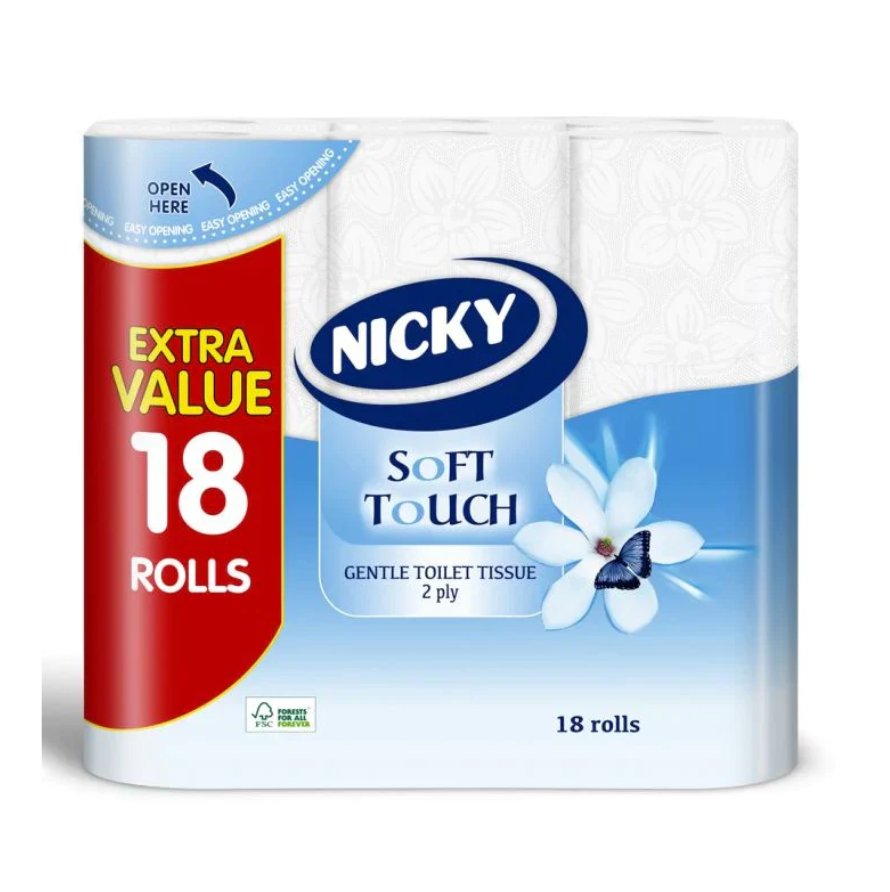 Nicky 2Ply Soft Toilet Rolls 18 Pack – Luxury Comfort Meets Unbeatable Value Nicky 2Ply Soft Toilet Rolls 18 Pack – Luxury Comfort Meets Unbeatable Value